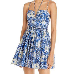 AQUA Paisley Print Halter Mini Dress